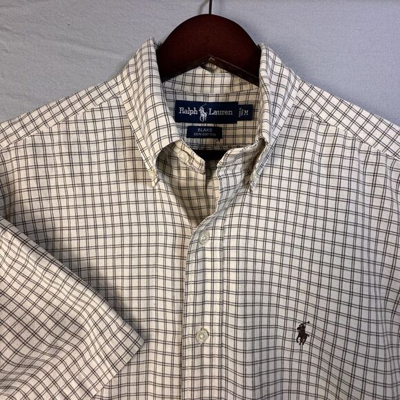 Lauren Ralph Lauren Other - Ralph Lauren Blake Button Down Short Sleeve Men’s Shirt M Cream Brown